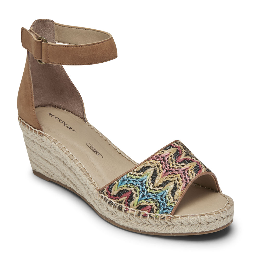 Rockport Singapore Womens Sandals - Marah Woven Ankle Strap Multicolor - QW3706148